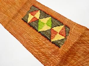 リサイクル　手織り真綿紬菱模様織出し名古屋帯